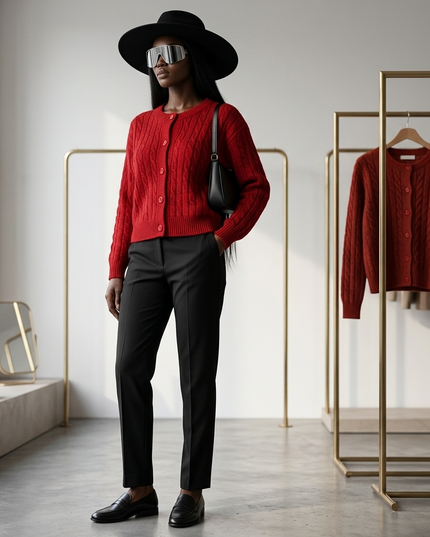 💟  GREENWICH Knit Cardigan | Red | NYFW New Collection