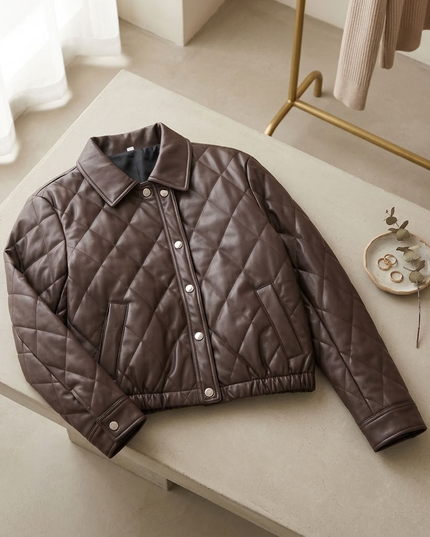 Steppjacke SOHO BROWN LEATHER BOMBER