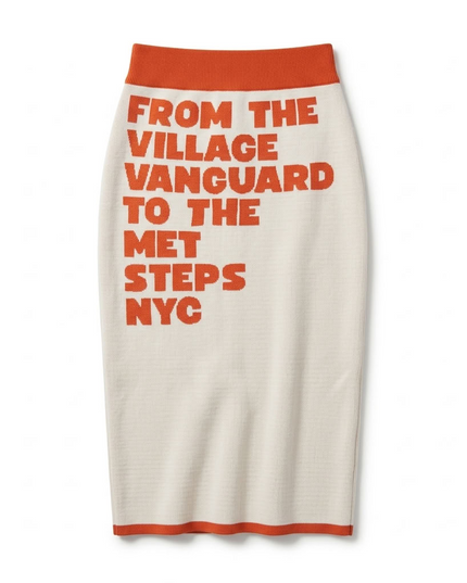 BYMANYC ® New York | MUSEUM MILE CASHMERE-Bleistiftrock | Off-White/Rostorange