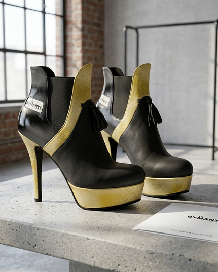 Limited Edition Vegan Over-the-Knee Boots BYMANYC® New York Skyline Black 