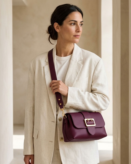 ZEEN | Noemi Handtasche aus genarbtem Leder | Bordeaux