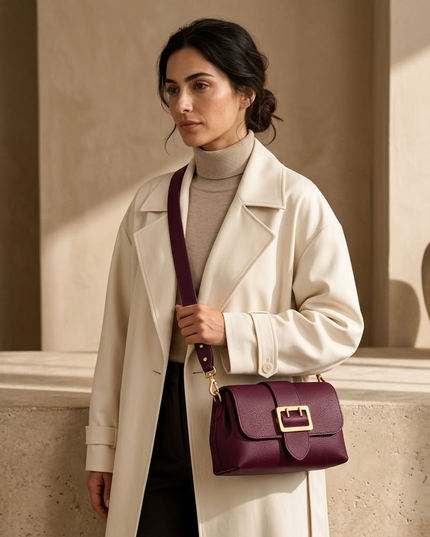 ZEEN | Noemi Handtasche aus genarbtem Leder | Bordeaux