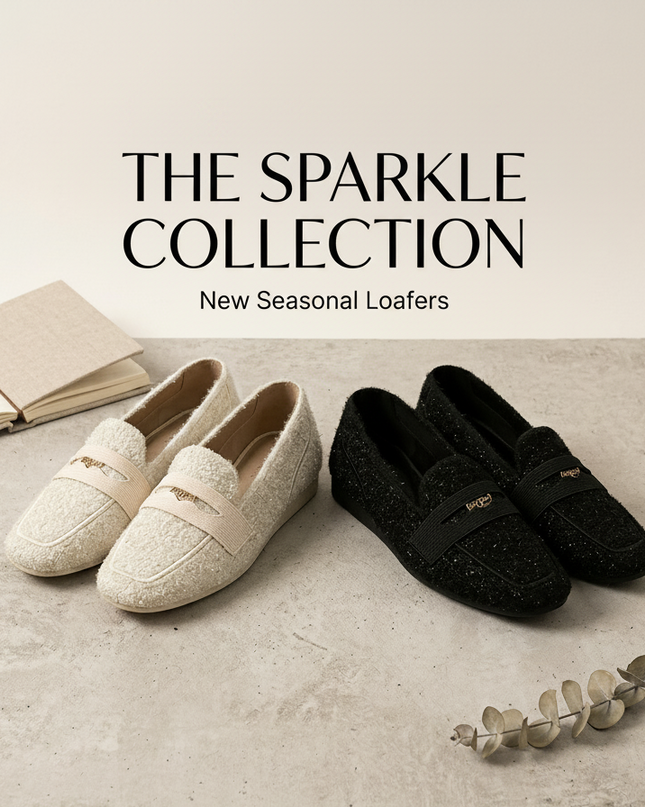 Tweed Loafers Metallic Shimmer | Black / Ivory