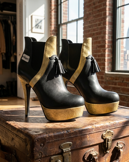 Limited Edition Vegan Over-the-Knee Boots BYMANYC® New York Skyline Black 