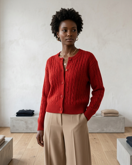 💟  GREENWICH Knit Cardigan | Red | NYFW New Collection