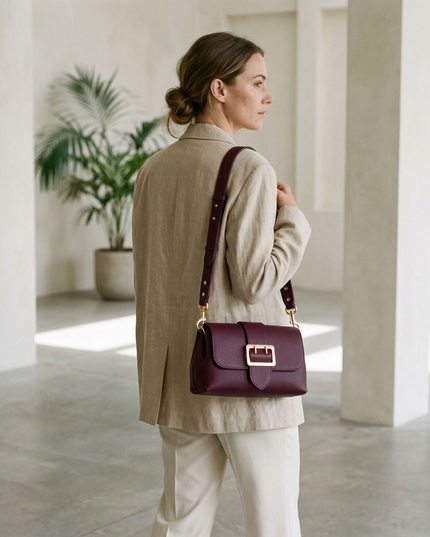 ZEEN | Noemi Handtasche aus genarbtem Leder | Bordeaux