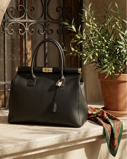 ZEEN | NORA Schwarz | Dollaro-Ledertasche | Made in Italy