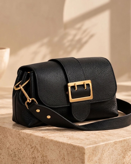 ZEEN | Noemi Handtasche aus genarbtem Leder | Noir