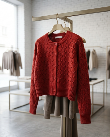 💟  GREENWICH Knit Cardigan | Red | NYFW New Collection