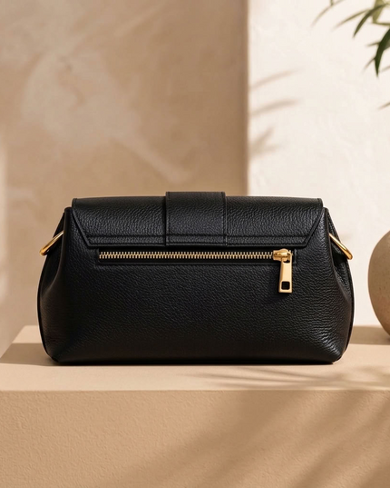 ZEEN | Noemi Handtasche aus genarbtem Leder | Noir