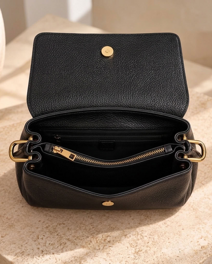ZEEN | Noemi Handtasche aus genarbtem Leder | Noir