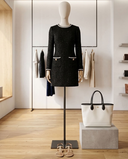 BYMANYC® New York | Kleid Elegant Tweed Sparkle TRIBECA | Black