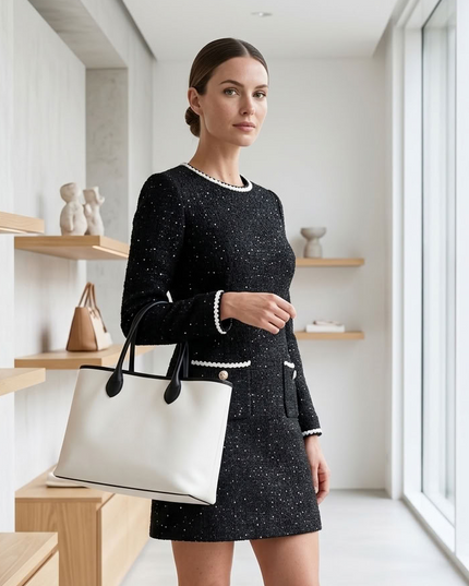BYMANYC® New York | Kleid Elegant Tweed Sparkle TRIBECA | Black