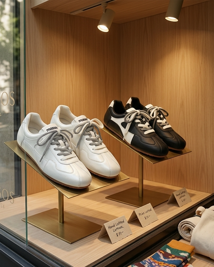 Damen Dual Lace GAT Flache Tokyo Sneakers – Retro Minimalist Trainer