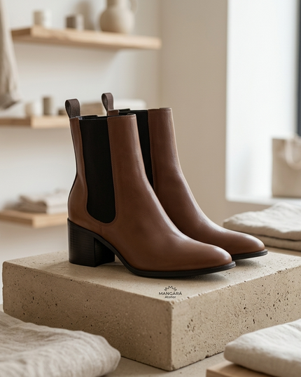 👢 Canna Damen Leder Chelsea Boots | Brown