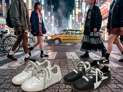 Damen Dual Lace GAT Flache Tokyo Sneakers – Retro Minimalist Trainer