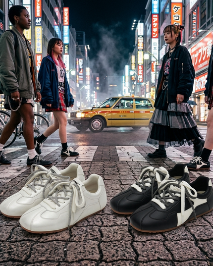 Damen Dual Lace GAT Flache Tokyo Sneakers – Retro Minimalist Trainer