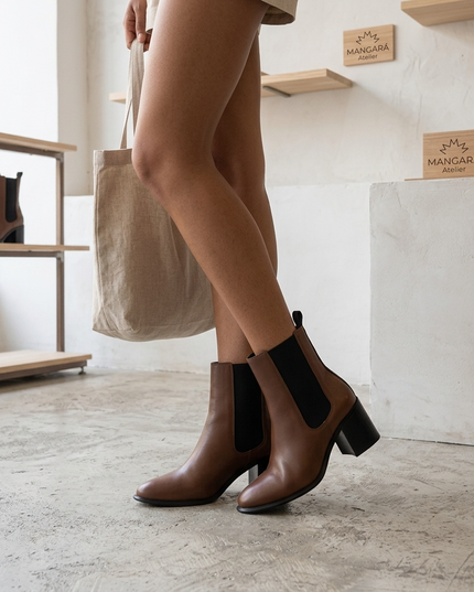 👢 Canna Damen Leder Chelsea Boots | Brown