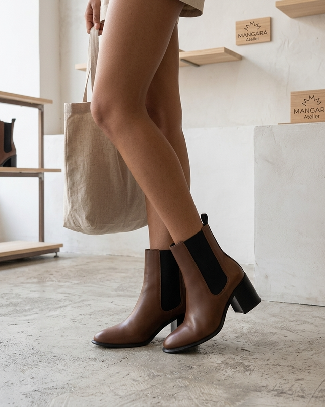 Canna Damen Leder Chelsea Boots | Brown