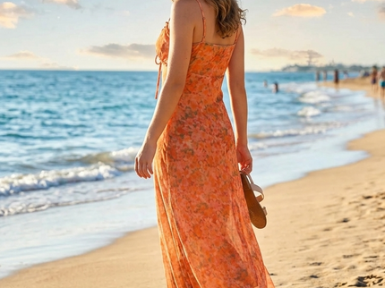 Damen Sommerkleid ES VEDRÀ RUNWAY Orange