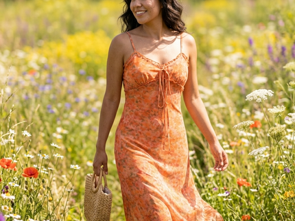 Damen Sommerkleid ES VEDRÀ RUNWAY Orange