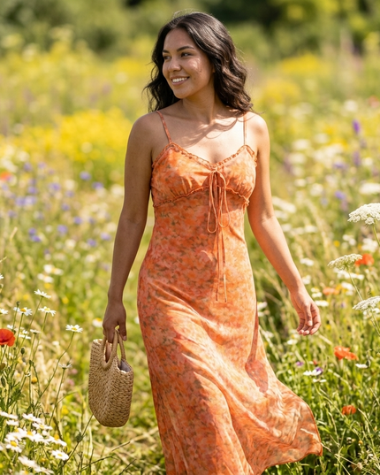 Damen Sommerkleid ES VEDRÀ RUNWAY Orange