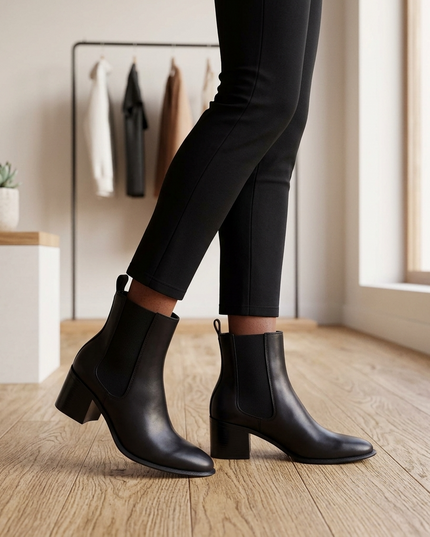 👢 Canna Damen Leder Chelsea Boots | Black