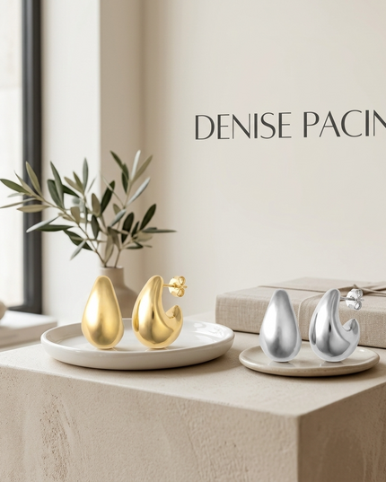 ✨ Isabella Molten Sculptural Drop Earrings | Gold / Rhodium | Denise Pacini