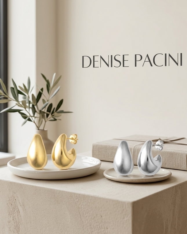 Isabella Molten Sculptural Drop Earrings | Gold / Rhodium | Denise Pacini