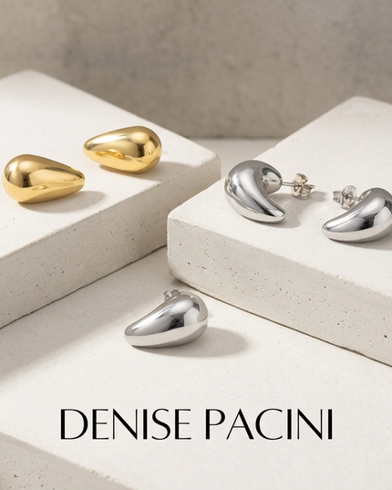 ✨ Isabella Molten Sculptural Drop Earrings | Gold / Rhodium | Denise Pacini