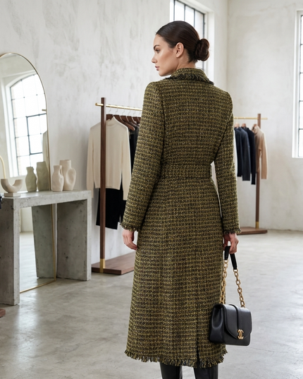 🧥 UPPER EAST SIDE Golden Plaid Trench Coat | Damen | Limited Edition