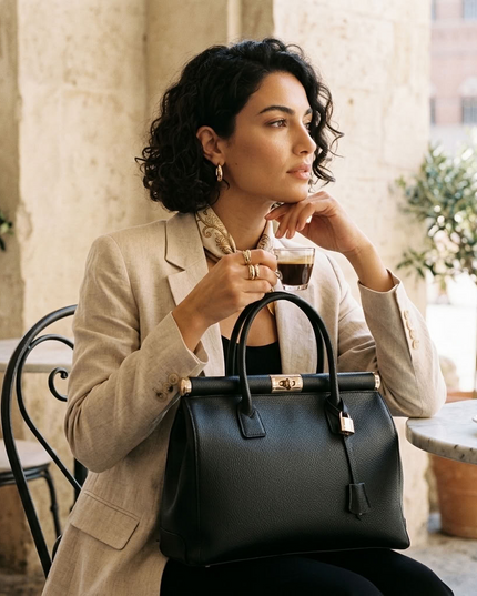 ZEEN | NORA Schwarz | Dollaro-Ledertasche | Made in Italy