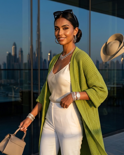 BYMANYC Brooklyn | Longline Cardigan Damen | Avocado Green