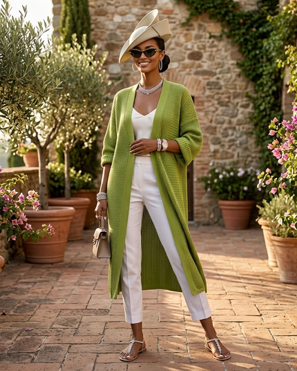 BYMANYC Brooklyn | Longline Cardigan Damen | Avocado Green