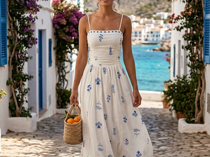 Damen Sommerkleid FORMENTERA SUNSET White Base Print – New Collection IBIZA