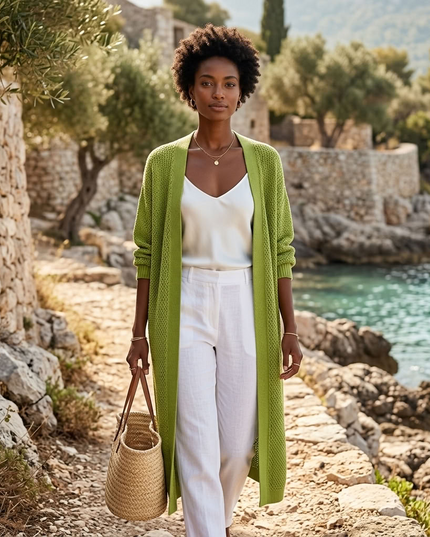 BYMANYC Brooklyn | Longline Cardigan Damen | Avocado Green