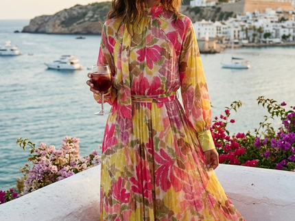 Damen Sommerkleid VALLDEMOSSA CHIC Printed Pattern – New Collection IBIZA