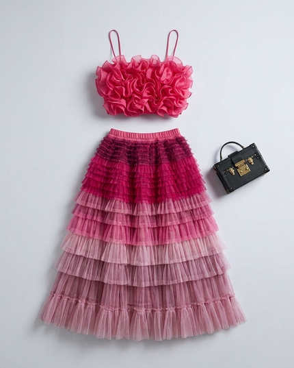 👗 GRAMERCY Damen Skirt & Top Set | Rose Red | Prêt-à-Porter
