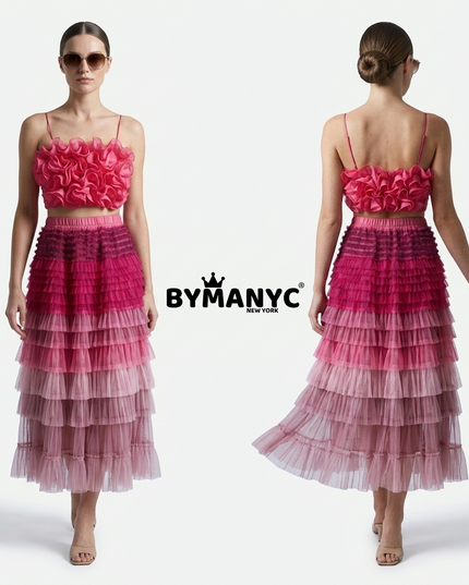 👗 GRAMERCY Damen Skirt & Top Set | Rose Red | Prêt-à-Porter