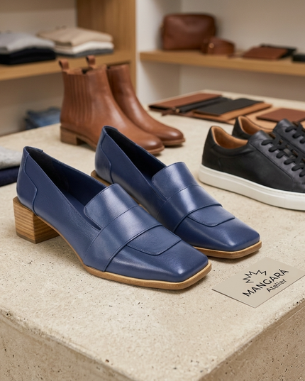 Mangará Louro Loafers – Blaues Kalbsleder