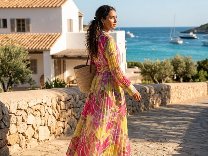 Damen Sommerkleid VALLDEMOSSA CHIC Printed Pattern – New Collection IBIZA