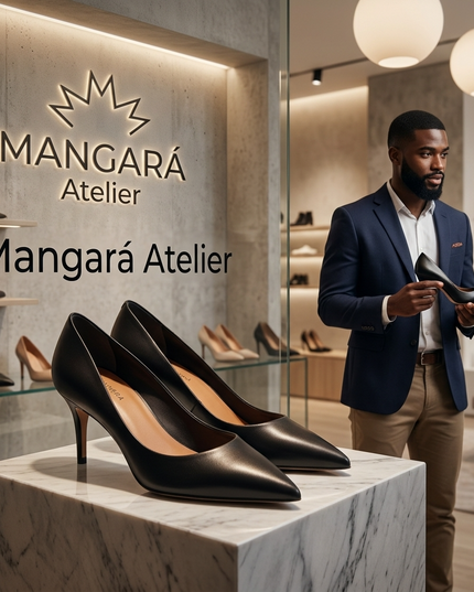 Mangará Tenate Pumps – Schwarzes Leder
