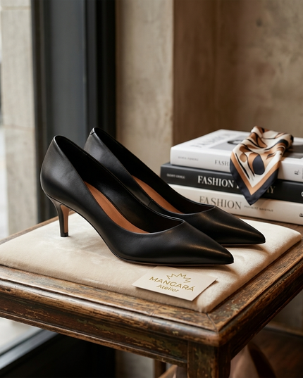 Mangará Tenate Pumps – Schwarzes Leder