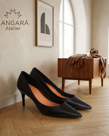 Mangará Tenate Pumps – Schwarzes Leder