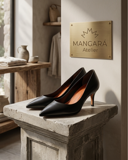Mangará Tenate Pumps – Schwarzes Leder