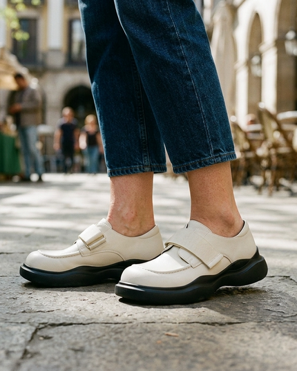 Masoomake Velcro Platform Loafers Damen | Chunky Leder