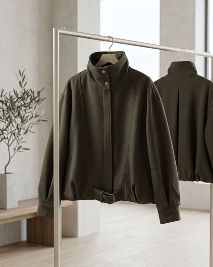 BYMANYC® New York | Jacke SOHO Belted High Collar | Army Green