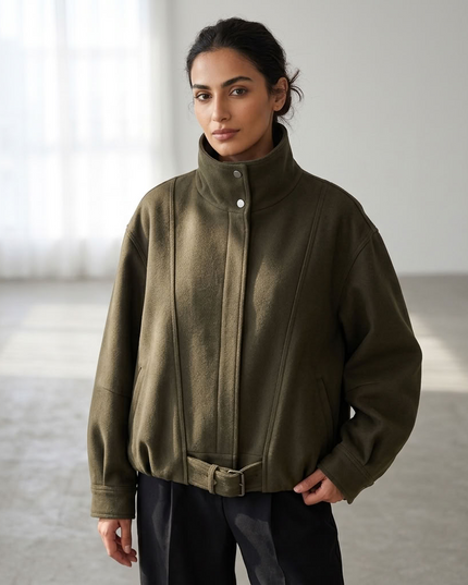 BYMANYC® New York | Jacke SOHO Belted High Collar | Army Green