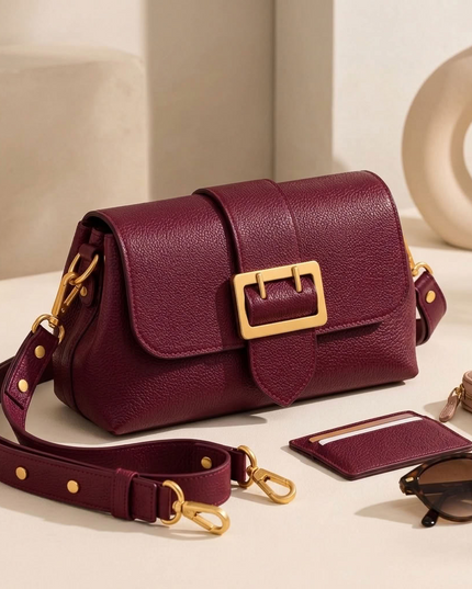 ZEEN | Noemi Handtasche aus genarbtem Leder | Bordeaux