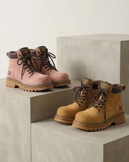 Masoomake Suede Chunky Lug Sole Ankle Boots Damen
